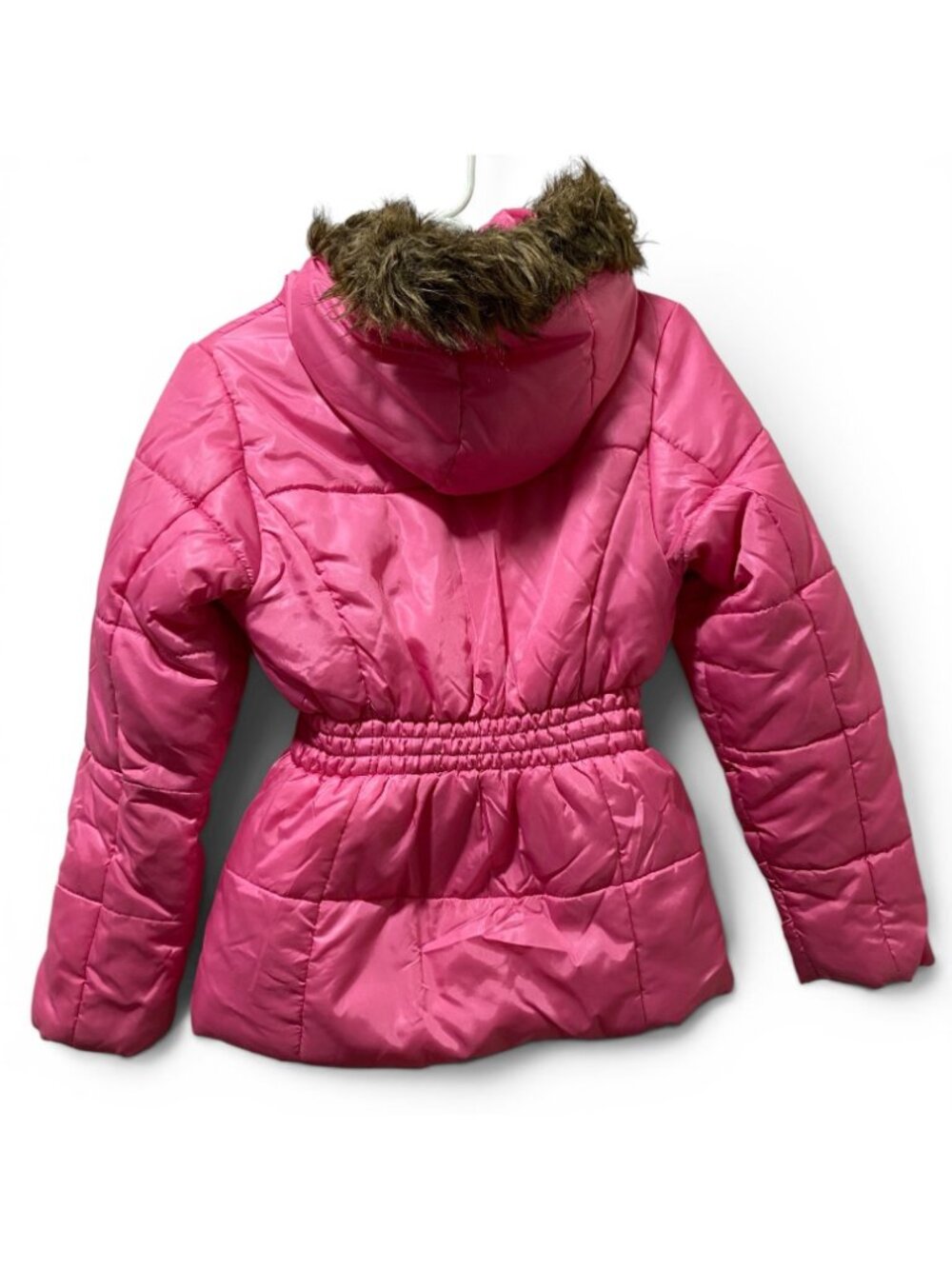 Rothschild Girls Puffer Jacket Pink Faux Fur Hood Winter Coat Size XL 16 - Picture 2 of 9